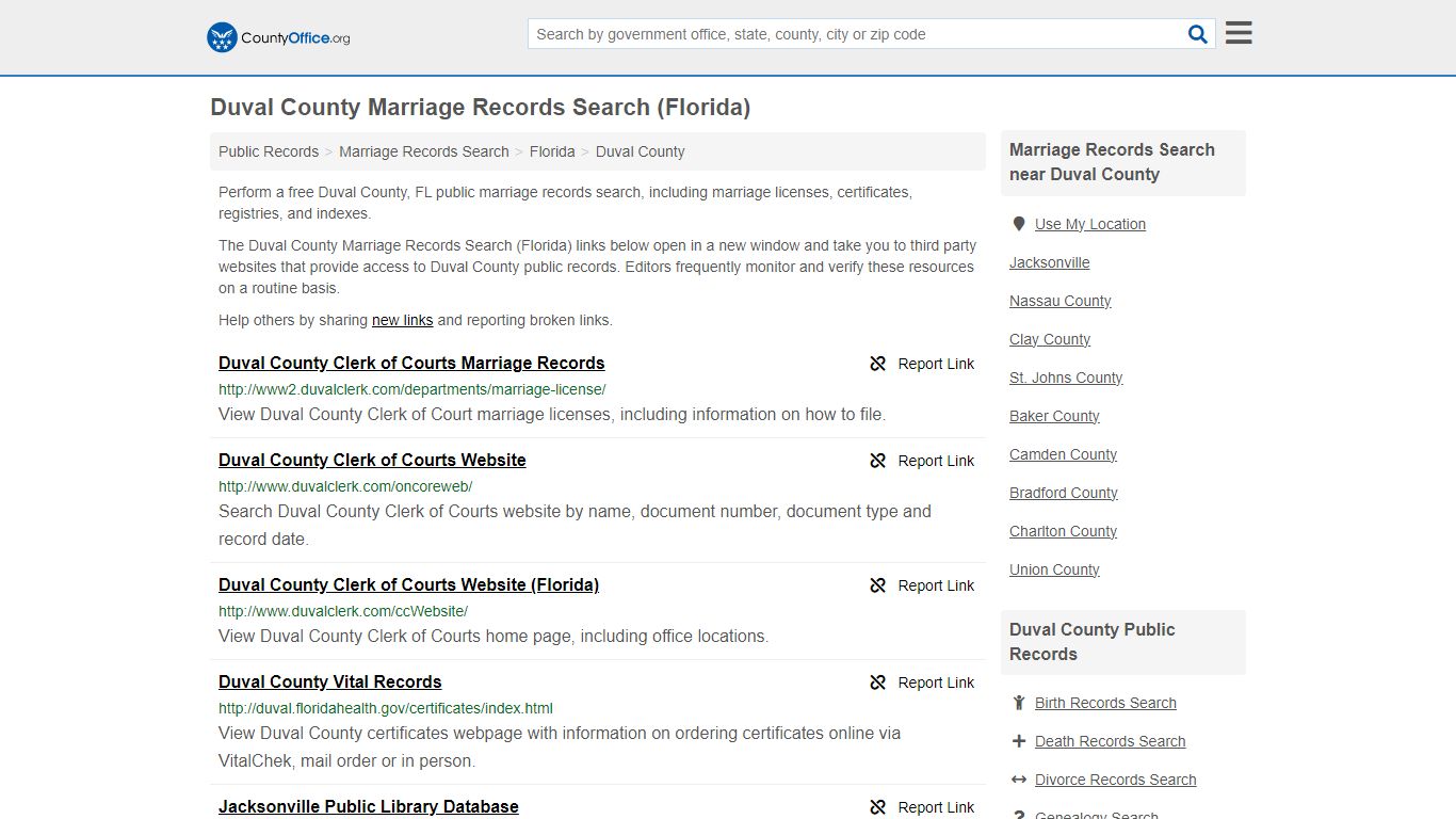 Duval County Marriage Records Search (Florida) - County Office