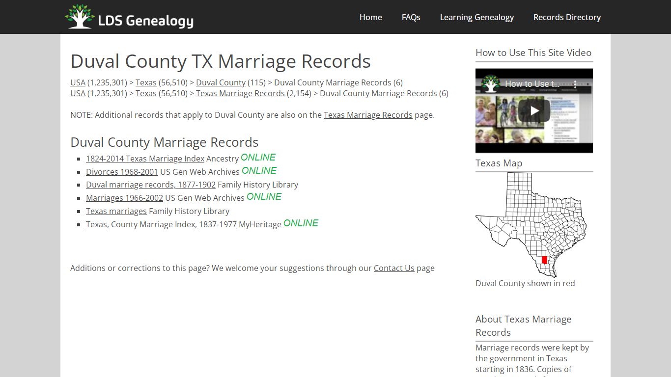 Duval County TX Marriage Records - ldsgenealogy.com